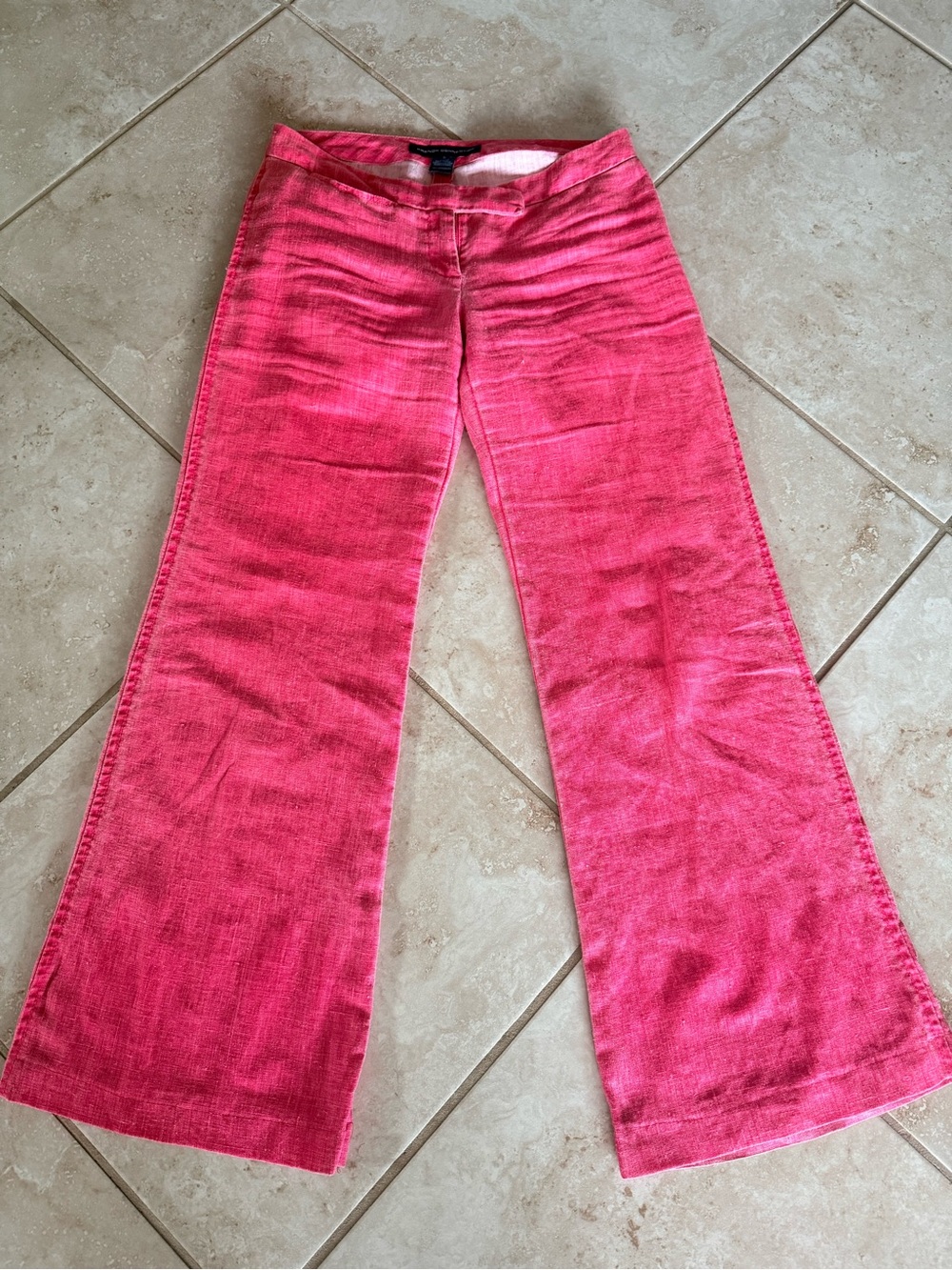 French Connection Light Red Linen wide Pants